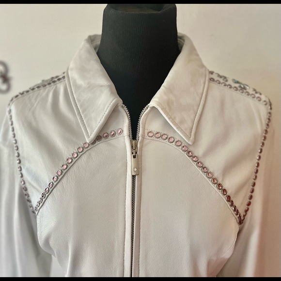 Cripple Creek White Leather Bling Jacket - Picture 7 of 8